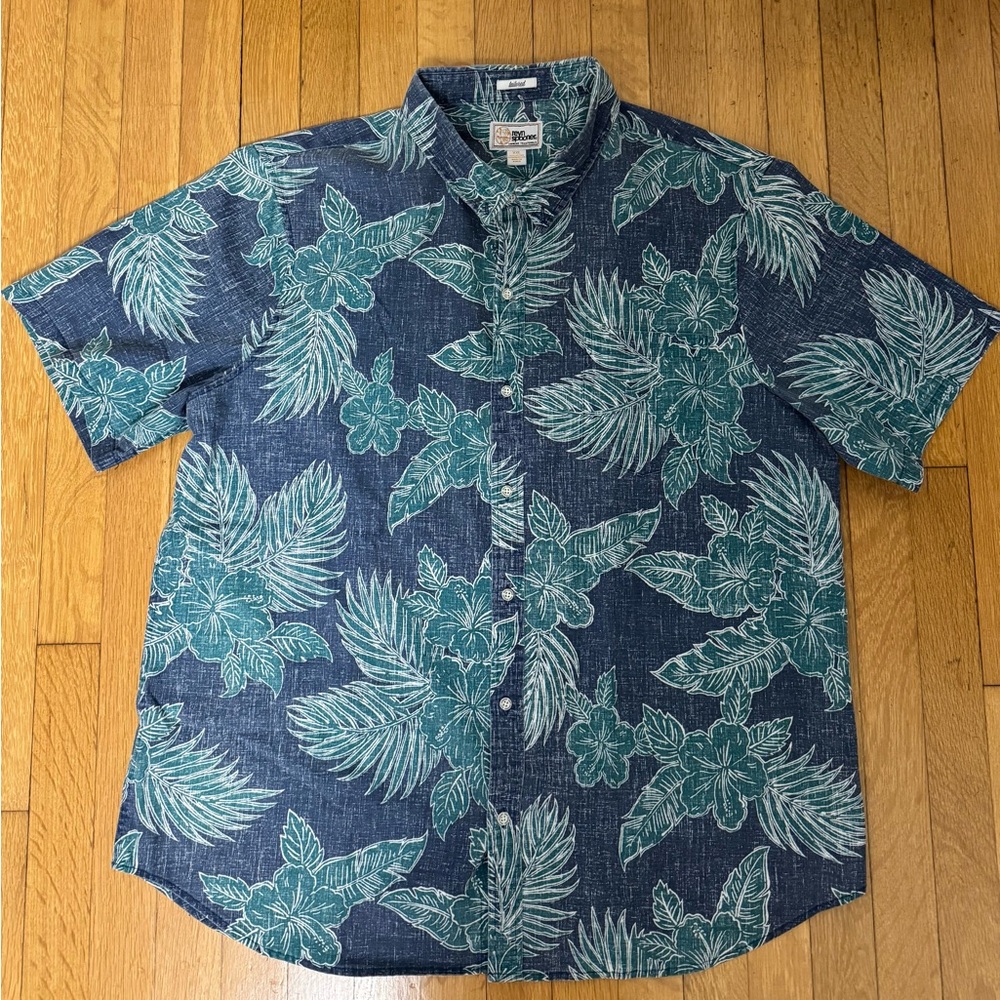 Reyn Spooner Navy and Teal Floral Shirt